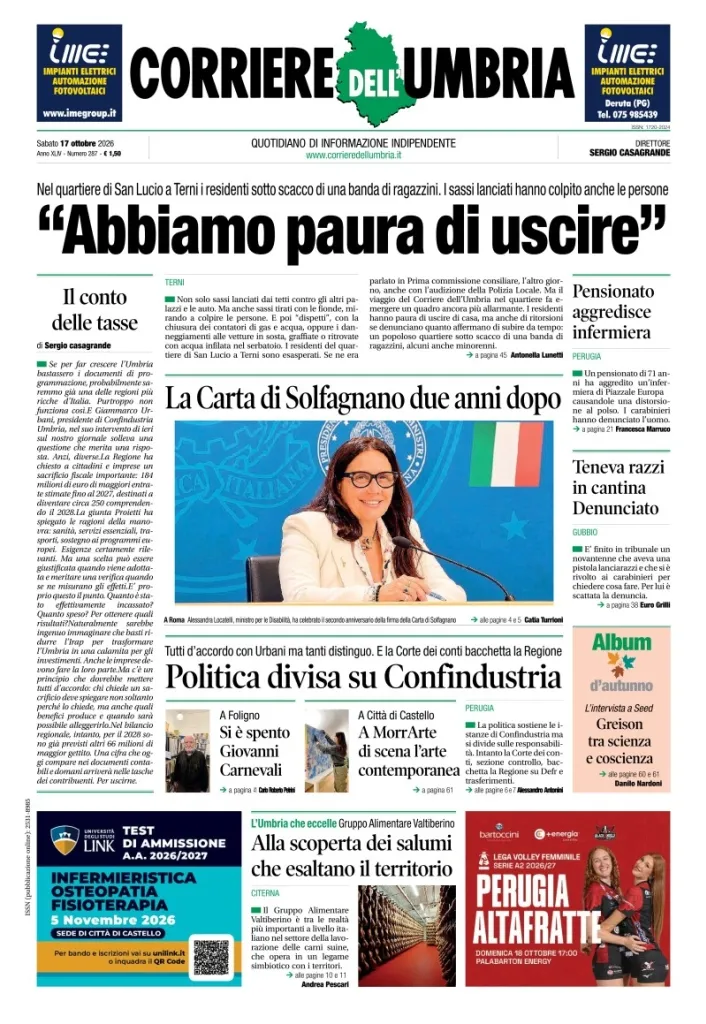 Prima-pagina-corriere umbria-del-2026-10-17